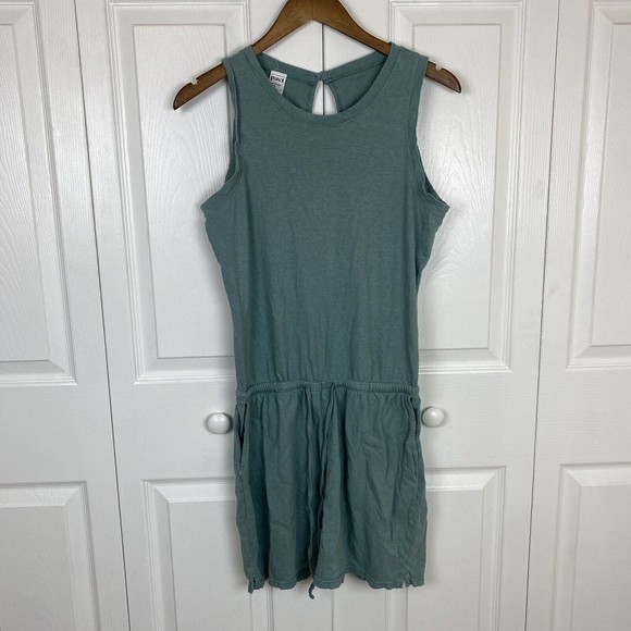 Pact Size M Cotton Hemp Romper Blue Tank Sleeveless Drawstring - Picture 1 of 4